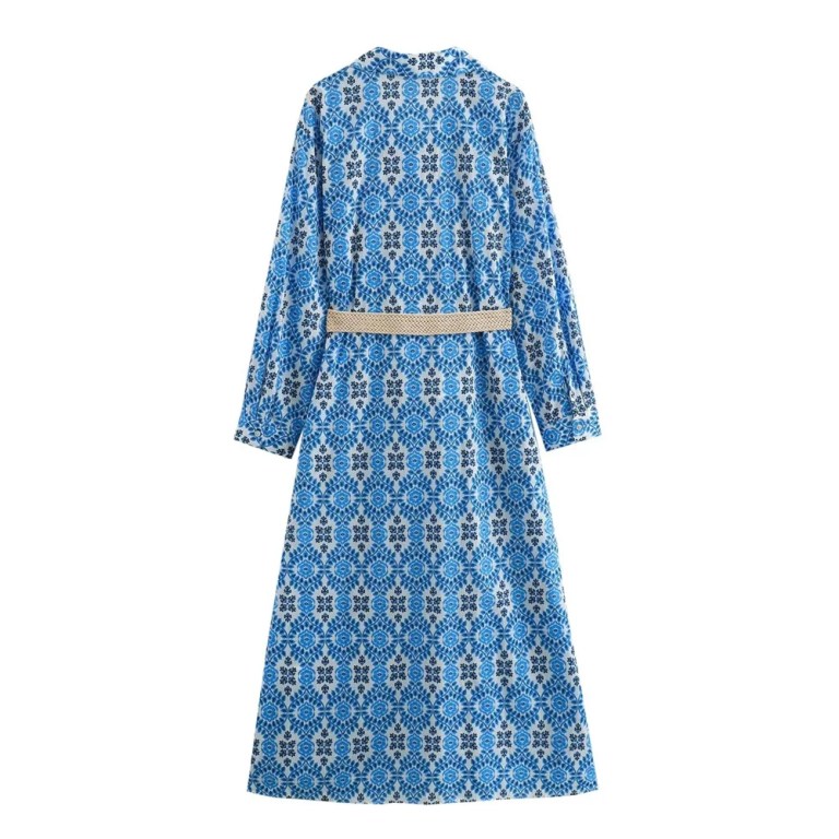 ALSA Summer Retro Print Midi Shirt Dress 2