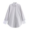 zach women's striped poplin long sleeve loose casual shirt Zach Women's Striped Poplin Long Sleeve Loose Casual Shirt