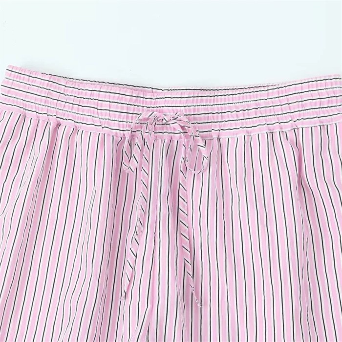 zach women's casual striped shirt & high waisted shorts set Zach Women\'s Casual Striped Shirt & High-Waisted Shorts Set 6