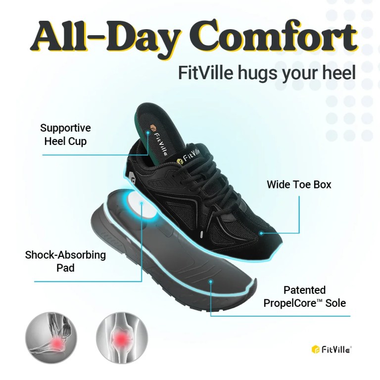 FitVille Men's Walking Shoes Extra Wide Lightweight Sneakers for Flat Feet Arch Fit Heel Pain Relief Non-Slip Running Shoes 4