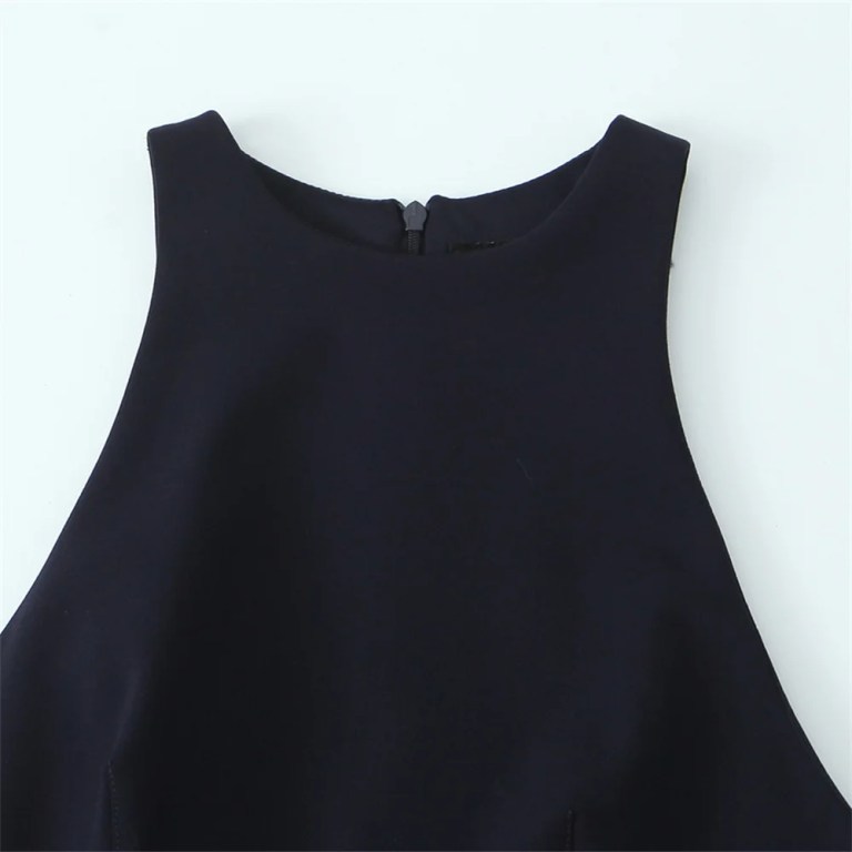 Zach Women's Slim Fit Round Neck Sleeveless Mini Dress with Zipper Detail 3