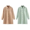 zach women's simple collar single breasted long sleeve medium length shirt dress Zach Women's Simple Collar Single-Breasted Long Sleeve Medium-Length Shirt Dress 1