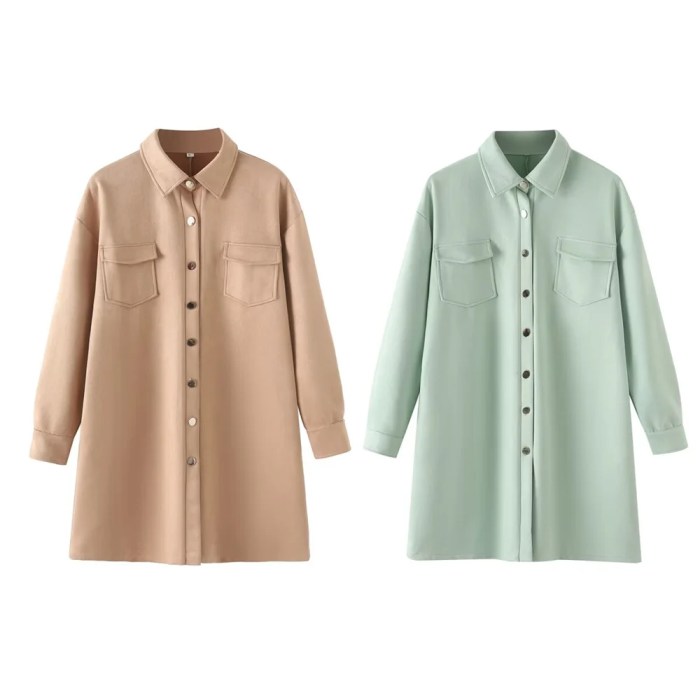 zach women's simple collar single breasted long sleeve medium length shirt dress Zach Women's Simple Collar Single-Breasted Long Sleeve Medium-Length Shirt Dress 1