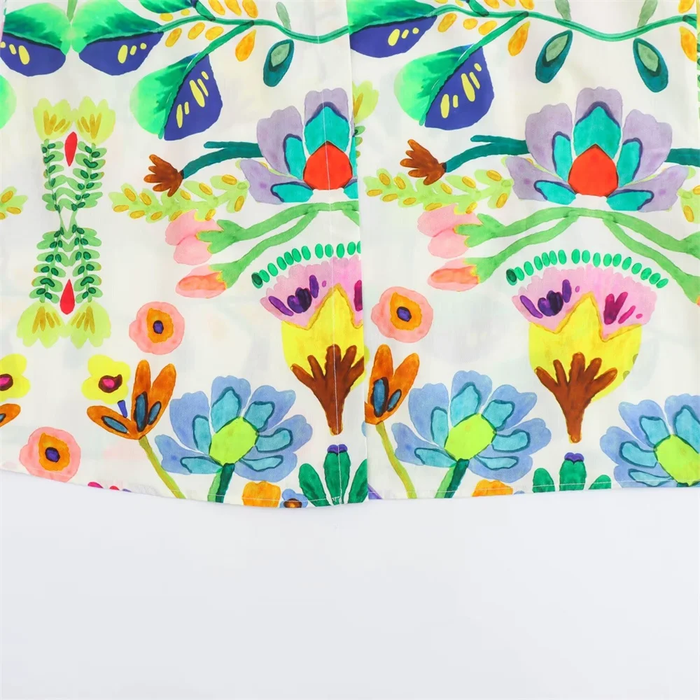 Women's Long Retro Floral Prin Shirt Dress 4