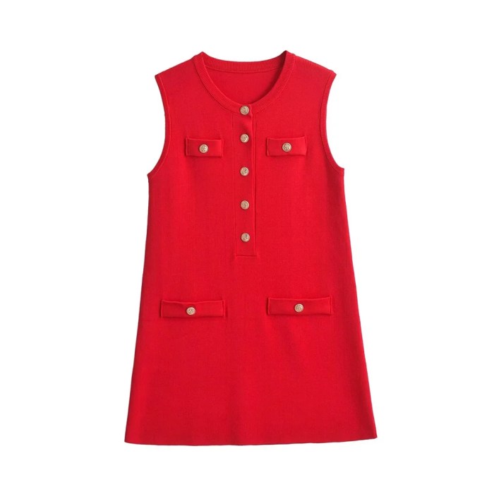 zach women's round neck sleeveless button decoration plain knitted short skirt mini dress Zach Women\'s Round Neck Sleeveless Button Decoration Plain Knitted Short Skirt Mini Dress