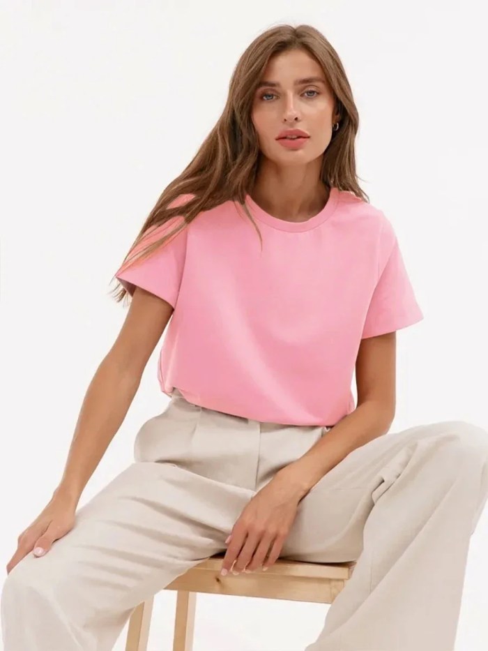 Bornlad Summer 100% Cotton Women's Short Sleeve Crop T-Shirt 2