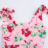 Zach Women's One-Shoulder Cherry Print Mini Dress with Bow Strap 6