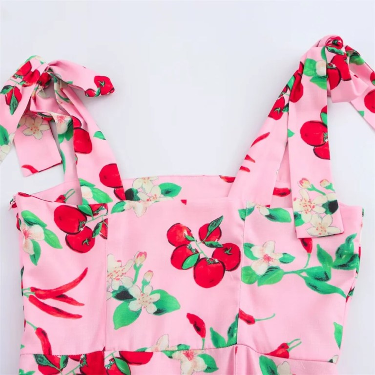 zach women's one shoulder cherry print mini dress with bow strap Zach Women's One-Shoulder Cherry Print Mini Dress with Bow Strap 6