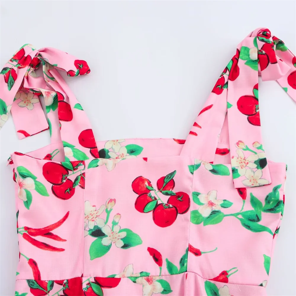 Zach Women's One-Shoulder Cherry Print Mini Dress with Bow Strap 6