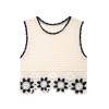 zach women's round neck sleeveless hook flower knitted tank top with high waist straight pants fashion set Zach Women's Round Neck Sleeveless Hook Flower Knitted Tank Top with High Waist Straight Pants Fashion Set
