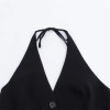 Zach Women's V-Neck Sleeveless Top with Bow Decoration & Halter Collar 5