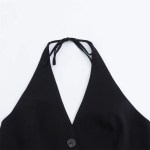 Zach Women's V-Neck Sleeveless Top with Bow Decoration & Halter Collar 5