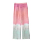 zach women's polo silk texture tie dye shirt & high waist wide leg pants set Zach Women\'s Polo Silk Texture Tie-Dye Shirt & High-Waist Wide-Leg Pants Set 5