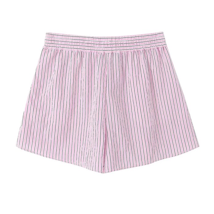 zach women's casual striped shirt & high waisted shorts set Zach Women\'s Casual Striped Shirt & High-Waisted Shorts Set 4