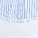 zach women's casual collar striped linen blended asymmetric shirt with wide sleeves Zach Women's Casual Collar Striped Linen Blended Asymmetric Shirt with Wide Sleeves 5