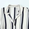 zach women's casual loose collar long sleeve striped silk texture shirt Zach Women's Casual Loose Collar Long Sleeve Striped Silk Texture Shirt 3