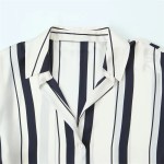 Zach Women's Casual Loose Collar Long Sleeve Striped Silk Texture Shirt 3