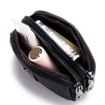 women's cowhide double zipper wallet mini leather card holder & coin purse Women's Cowhide Double Zipper Wallet - Mini Leather Card Holder & Coin Purse 3