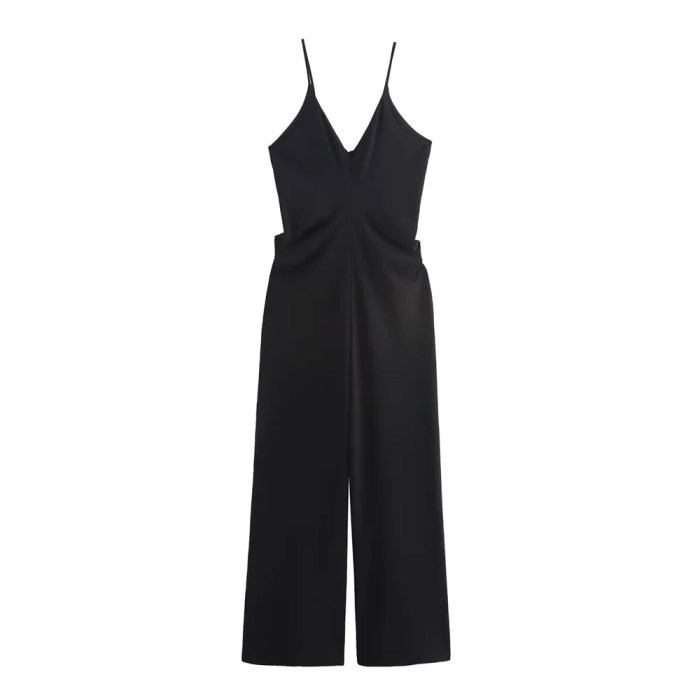 zach women's solid color sleeveless v neck crepe strap jumpsuit Zach Women's Solid Color Sleeveless V-Neck Crepe Strap Jumpsuit