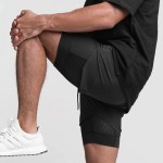 Men's Breathable Double Layer Quick Dry sport shorts 6