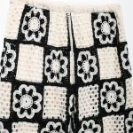 zach women's round neck sleeveless hook flower knitted tank top with high waist straight pants fashion set Zach Women's Round Neck Sleeveless Hook Flower Knitted Tank Top with High Waist Straight Pants Fashion Set 6