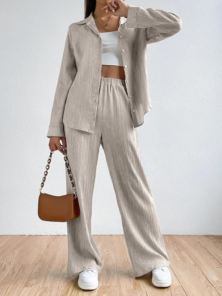 Two-piece vintage Shirt and Pant Loungewear Set 2