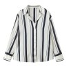 zach women's casual loose collar long sleeve striped silk texture shirt Zach Women's Casual Loose Collar Long Sleeve Striped Silk Texture Shirt
