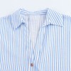 Zach Women's Casual Collar Striped Linen Blended Asymmetric Shirt with Wide Sleeves 3