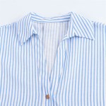 zach women's casual collar striped linen blended asymmetric shirt with wide sleeves Zach Women's Casual Collar Striped Linen Blended Asymmetric Shirt with Wide Sleeves 3