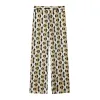 Zach Women's Fashion Versatile Printed Long Sleeve Collar Shirt with Loose High Waist Pants Casual Set 4