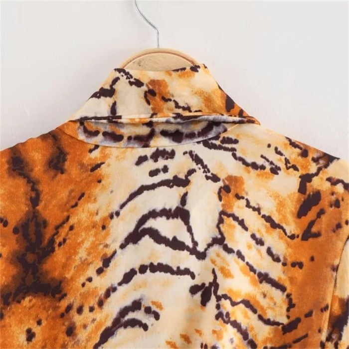 zach women's simple long sleeve lace up animal leopard print slimming dress Zach Women's Simple Long Sleeve Lace-up Animal Leopard Print Slimming Dress 6