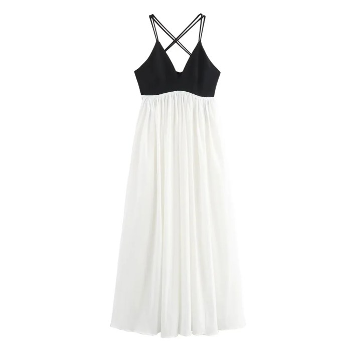 zach women's sleeveless bareback midi dress with contrast splicing Zach Women's Sleeveless Bareback Midi Dress with Contrast Splicing