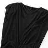 Zach Women's Slim Fit Solid Color Pleated Dress with Shoulder Pads 5