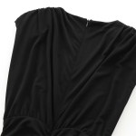 Zach Women's Slim Fit Solid Color Pleated Dress with Shoulder Pads 5