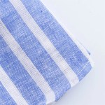 Summer Women's French light linen blend striped shirt dress 3