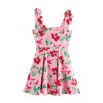 zach women's one shoulder cherry print mini dress with bow strap Zach Women's One-Shoulder Cherry Print Mini Dress with Bow Strap 2