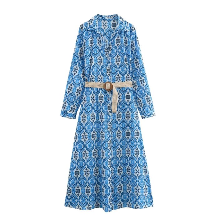 alsa summer retro print midi shirt dress ALSA Summer Retro Print Midi Shirt Dress