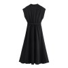 women's summer linen blend midi shirt style sleeveless dress Women's Summer linen blend midi shirt style sleeveless dress 2