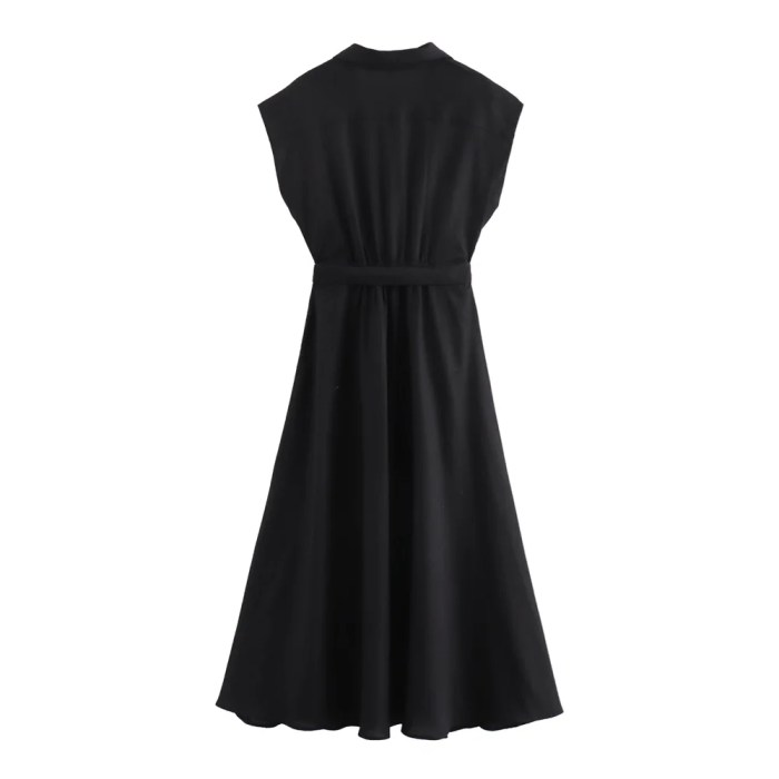 women's summer linen blend midi shirt style sleeveless dress Women's Summer linen blend midi shirt style sleeveless dress 2
