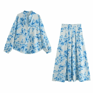 Summer Florals Shirt + Skirt Set