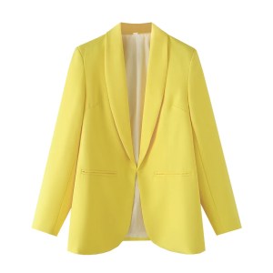 Zach Women's Simple and Elegant Slim Fit Solid Color Pocket Decoration Suit Coat 3