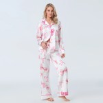 Women's 2 Piece Bow All-over Loungewear Pjs Set 4