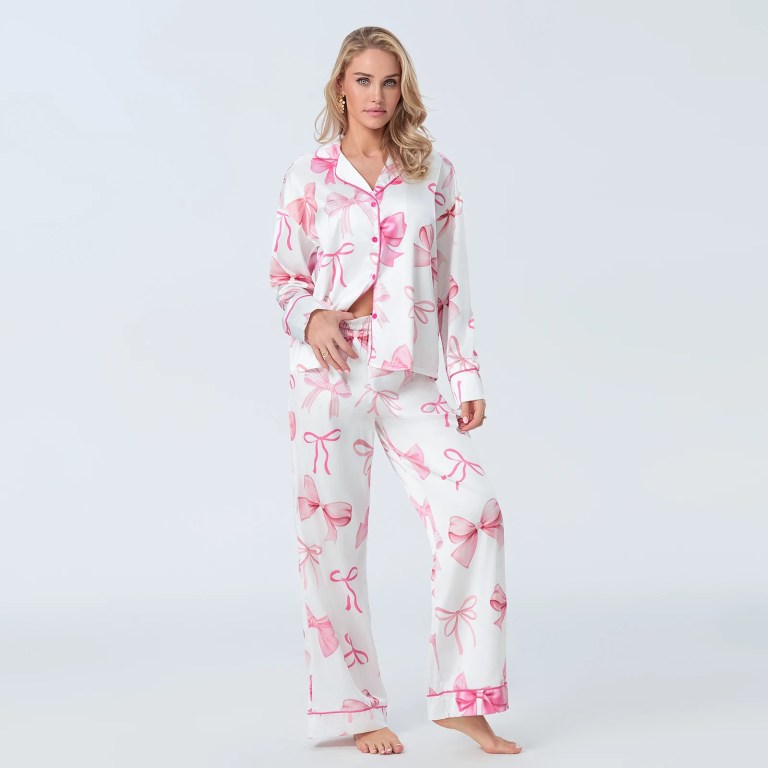 Women's 2 Piece Bow All-over Loungewear Pjs Set 4