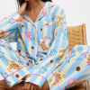 Women's 2 Piece Aesthetic Pattern Print Loungewear Set Coffee