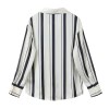 zach women's casual loose collar long sleeve striped silk texture shirt Zach Women's Casual Loose Collar Long Sleeve Striped Silk Texture Shirt 2