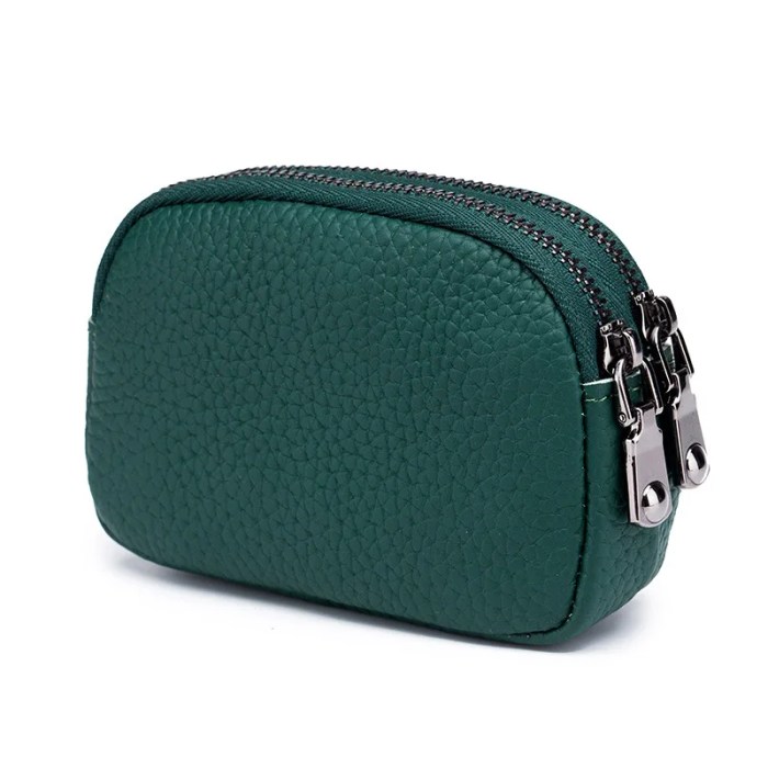 women's cowhide double zipper wallet mini leather card holder & coin purse Women's Cowhide Double Zipper Wallet - Mini Leather Card Holder & Coin Purse 2