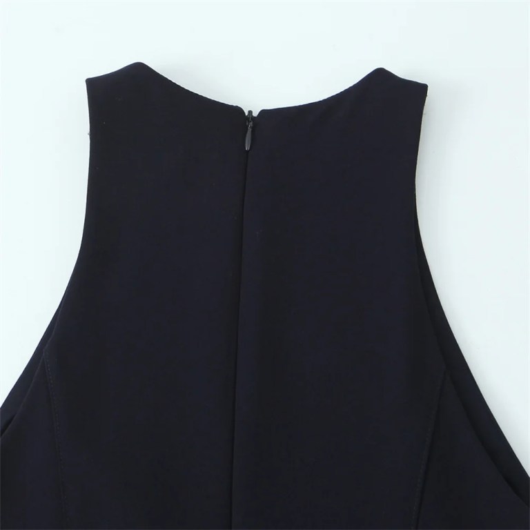 Zach Women's Slim Fit Round Neck Sleeveless Mini Dress with Zipper Detail 5