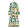 women's long retro floral prin shirt dress Women's Long Retro Floral Prin Shirt Dress