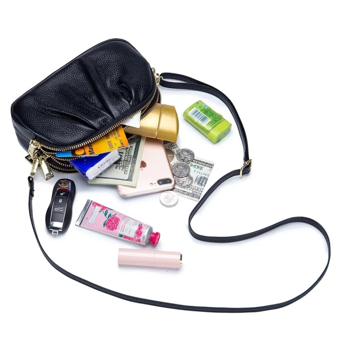 women's genuine leather phone wallet triple zipper shoulder bag & clutch Women's Genuine Leather Phone Wallet - Triple Zipper Shoulder Bag & Clutch 2