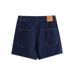 TRAF 2024 Women's Fashion Flip Pocket Decoration Short Flip Collar Slim fit denim Top + Asymmetric Denim Skirt 2 Piece Set 4
